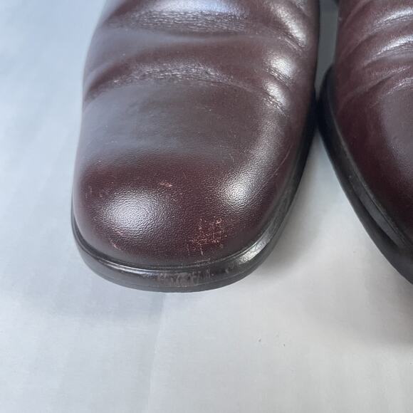 Nine West Womens Loafers 6M Burgundy Leather Block Heel Academia Retro Preppy - Picture 8 of 8